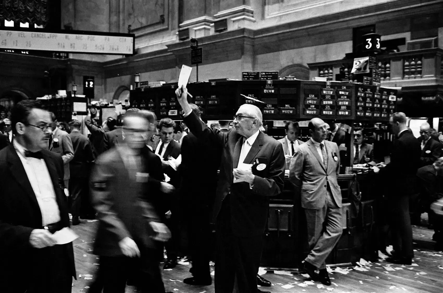 Traders on the floor of the New York Stock Exchange in the 1960s